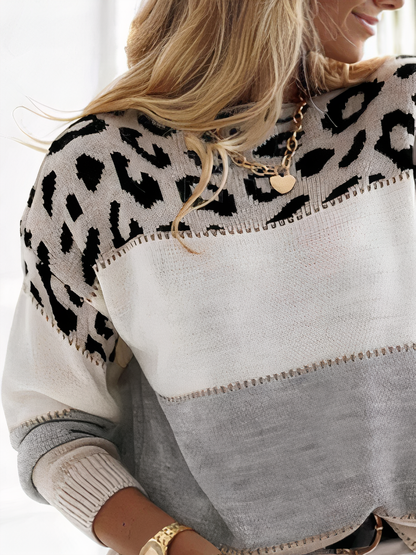 Panther Muster Strickpullover - Zinnia