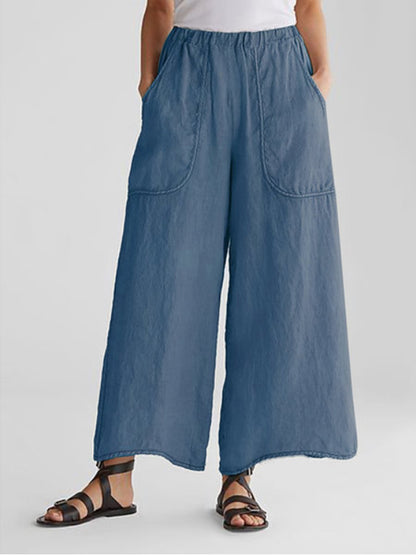Bequeme Weite Leinenhose mit großen Taschen –Laura