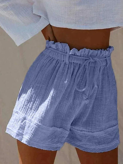 Lana - Comfortable linen shorts with bow for women