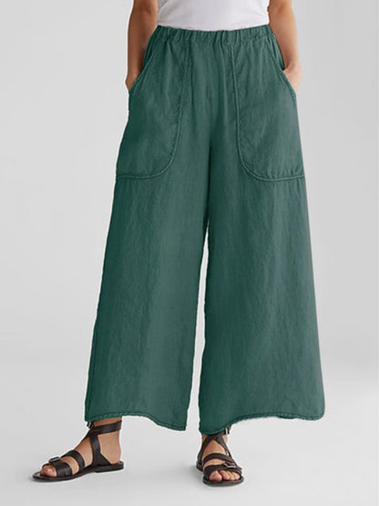 Bequeme Weite Leinenhose mit großen Taschen –Laura