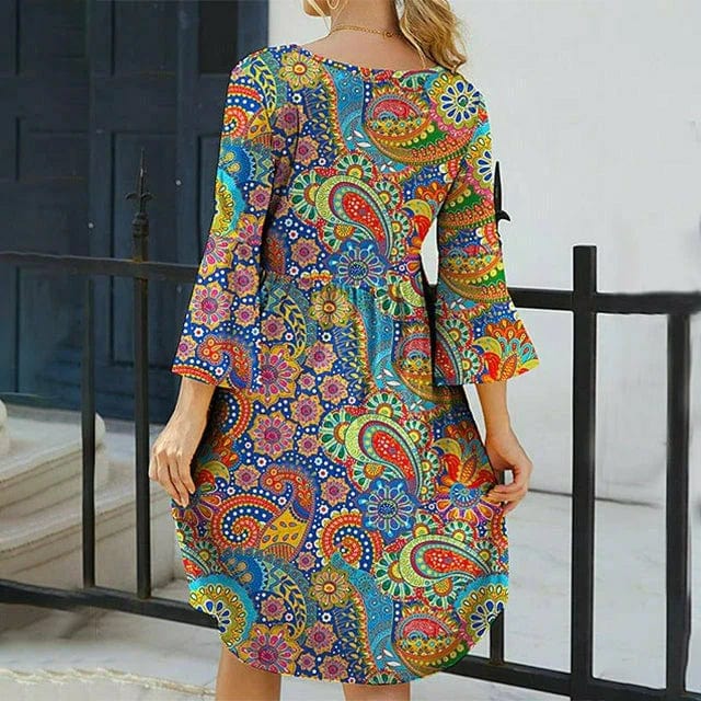 Robe bohème à motif fleuri Fen