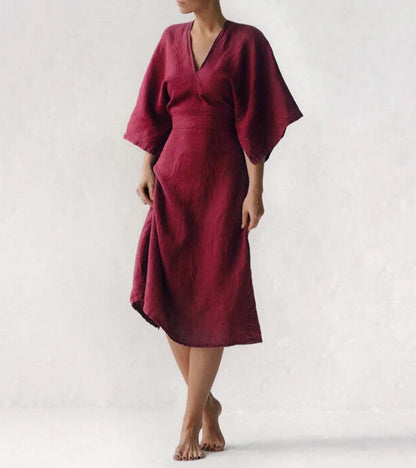 Elegant linen dress in ink blue – Lena