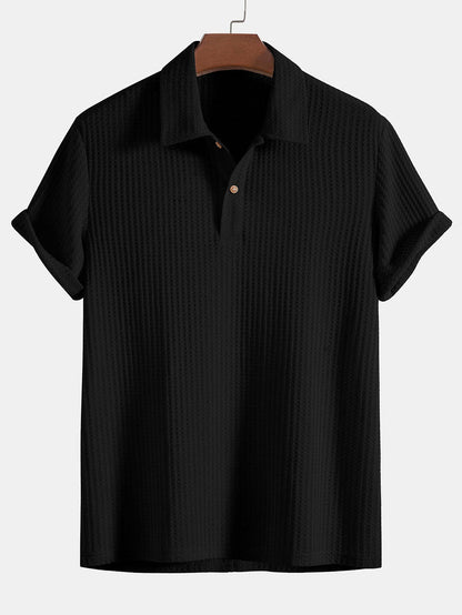 Polo gaufré tricoté pour homme Chen