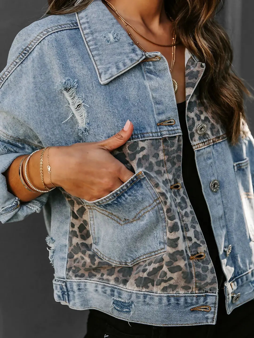 Leopard Denim Jacket Camille