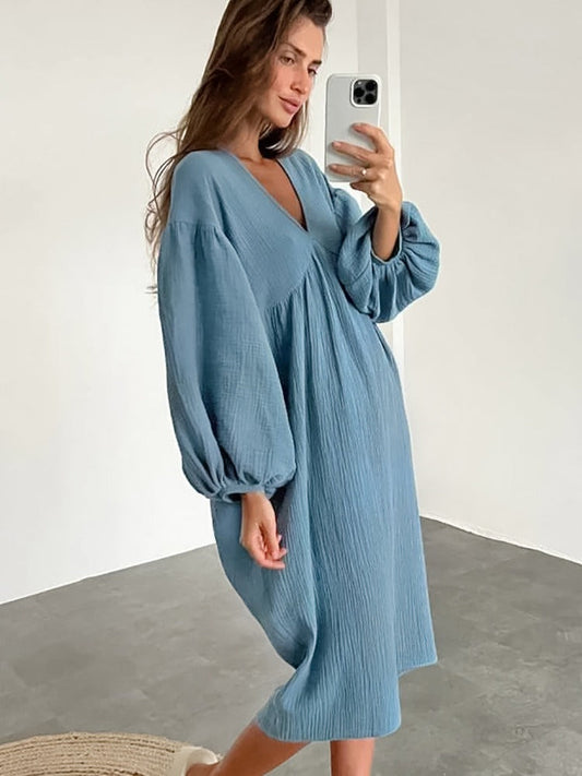 Robe d'été en lin bleu 