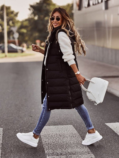 Knee-length quilted vest for women Eka