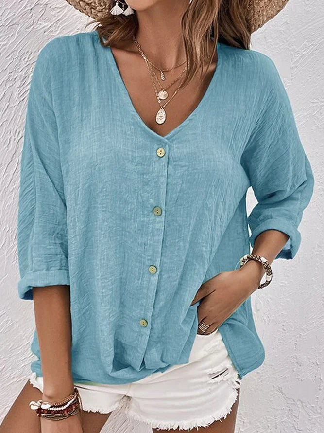 Cora - Linen V-neck shirt for women