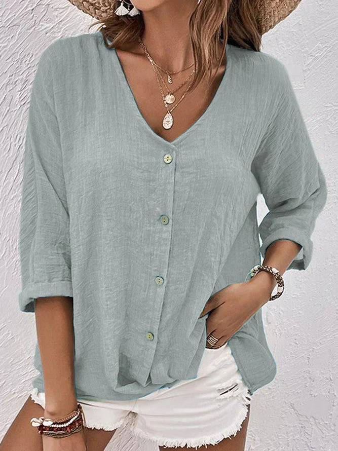 Cora - Linen V-neck shirt for women