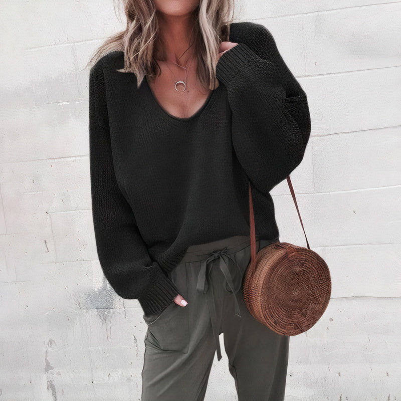 Casual V-neck knit top Kalyn